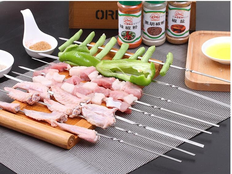 15pcs Reusable Flat Stainless Steel Barbecue