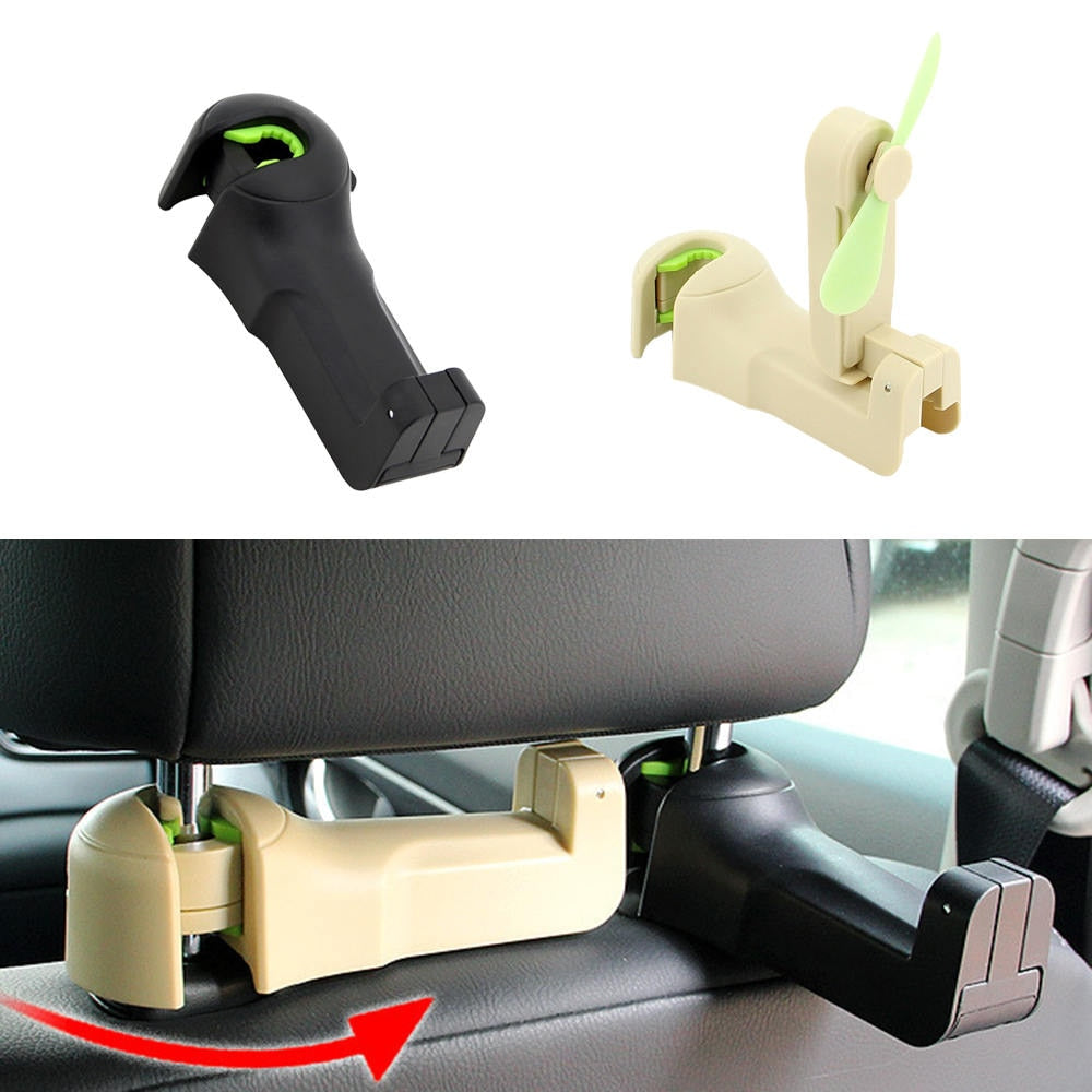 2-in-1 Car Headrest Hook Fan