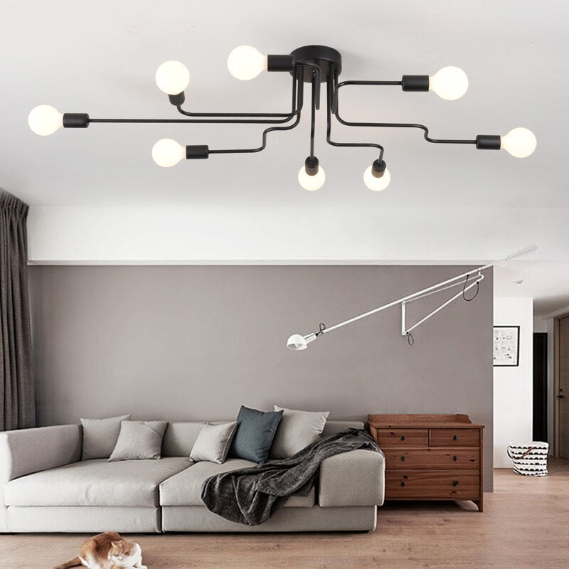 Modern Black-Iron Chandelier